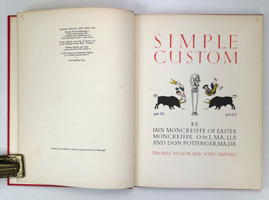 Iain Moncreiffe and Don Pottinger; Set of 3 of their 'Cheerfully Illustrated' series; Simple Heraldry, Simple Custom, and Blood Royal, 1953-1956