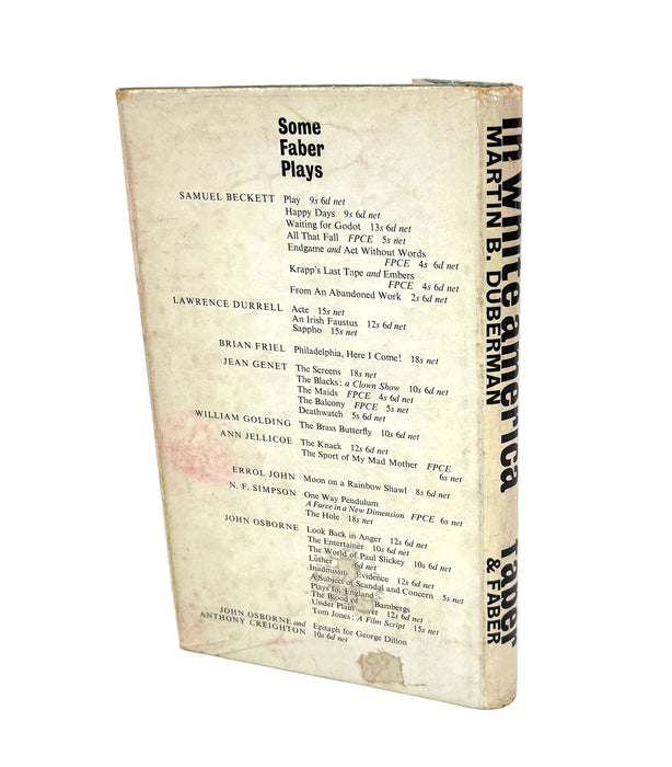 In White America, by Martin B. Duberman. 1965 first edition. From the library of Theatre Director, Alan Strachan.