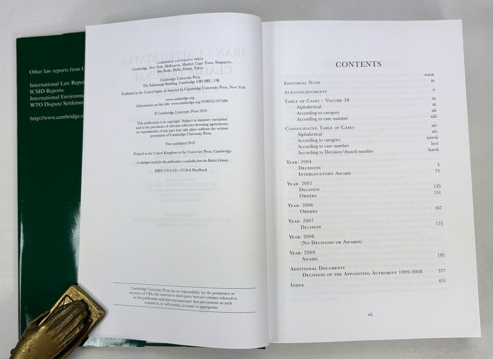 Iran-United States Claims Tribunal; Volumes 1-38 unbroken run, 1981-2009, Groitius Publications, Cambridge