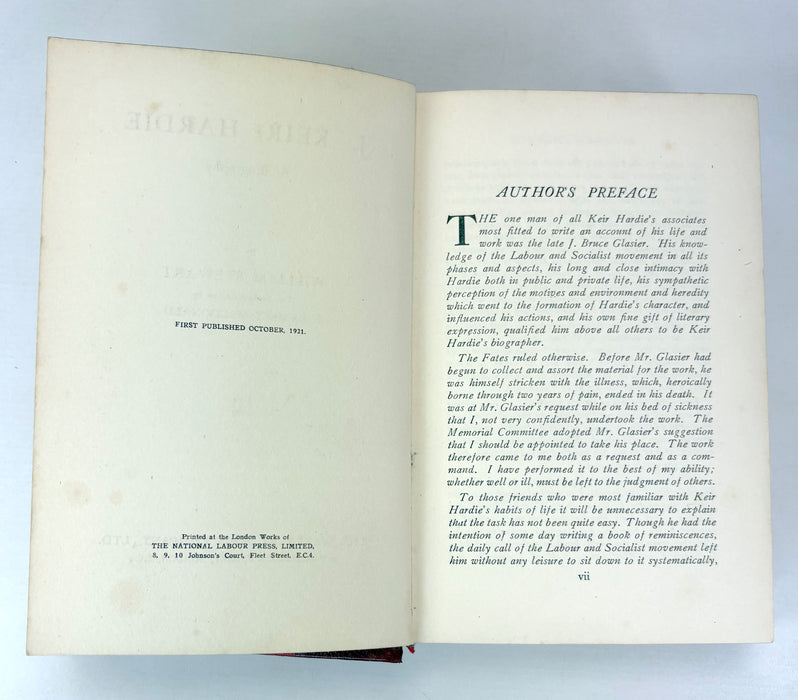 J. Keir Hardie; A Biography, by William Stewart, with an Introduction by J. Ramsay MacDonald, 1921