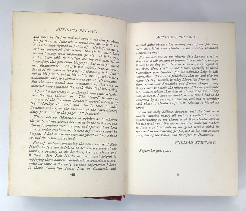 J. Keir Hardie; A Biography, by William Stewart, with an Introduction by J. Ramsay MacDonald, 1921