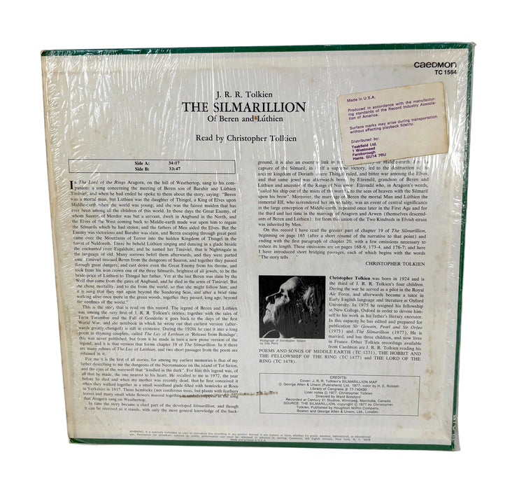 J.R.R. Tolkien; The Silmarillion of Beren and Luthien, read by Christopher Tolkien, Caedmon, 1977 vinyl record
