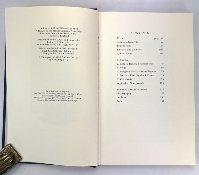 James Lumsden & Son of Glasgow; Their Juvenile Books and Chapbooks, S. Roscoe & R.A. Brimmell, Private Libraries Association, 1981