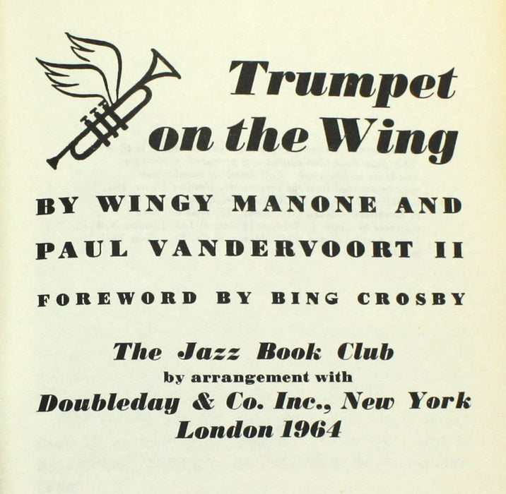 Jazz Book Club; Trumpet on the Wing, Wingy Manone & Paul Vandervoort II, 1964