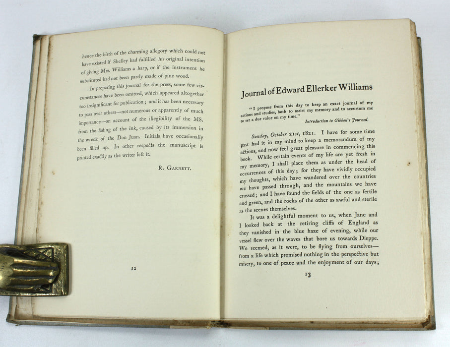 Journal of Edward Ellerker Williams, Companion of Shelley and Byron in 1821 and 1822, Richard Garnett, 1902