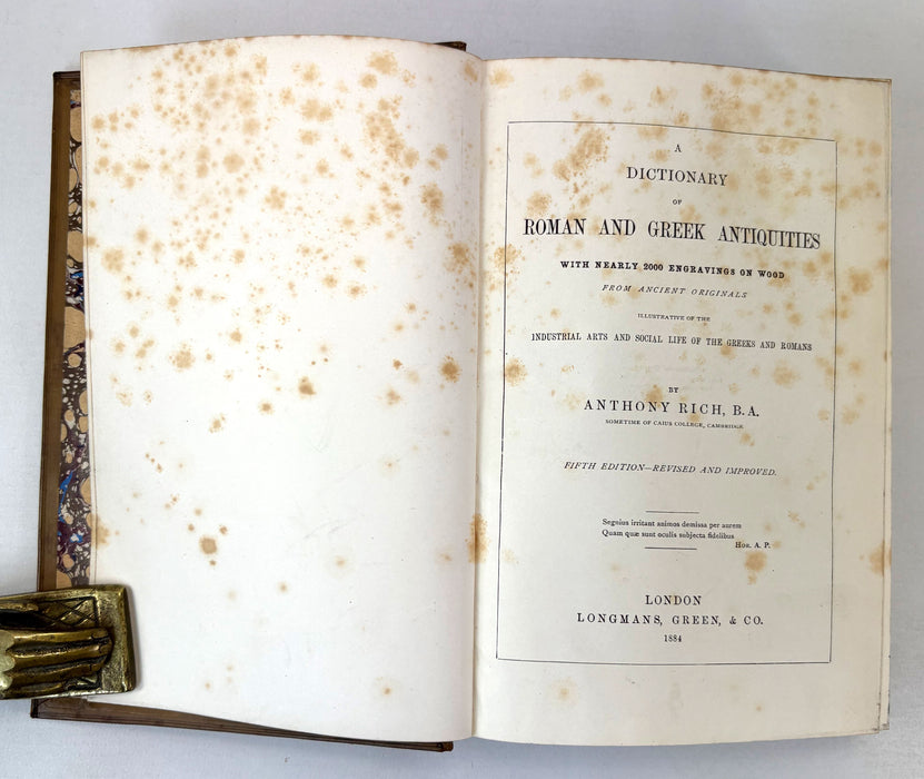 A Dictionary of Roman and Greek Antiquities, with Nearly 2000 Engravings in Wood, by Anthony Rich, Longmans. Green, & Co., 1884. Presentation copy signed by G G Ramsay