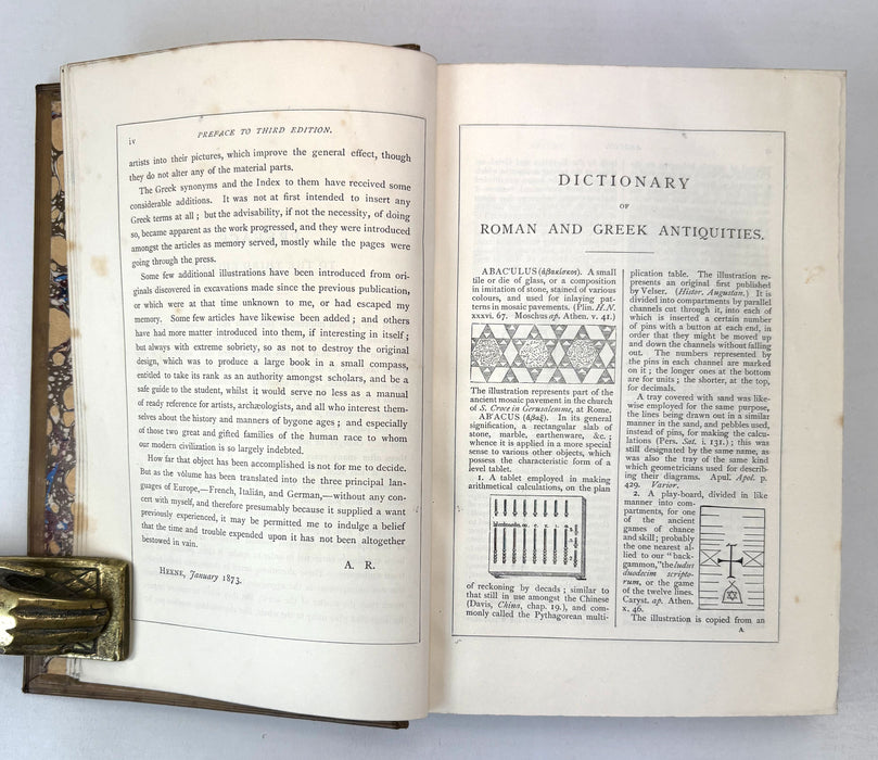 A Dictionary of Roman and Greek Antiquities, with Nearly 2000 Engravings in Wood, by Anthony Rich, Longmans. Green, & Co., 1884. Presentation copy signed by G G Ramsay