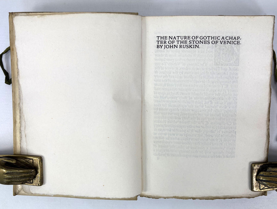 Kelmscott Press; The Nature of Gothic; A Chapter of the Stones of Venice by John Ruskin, 1892