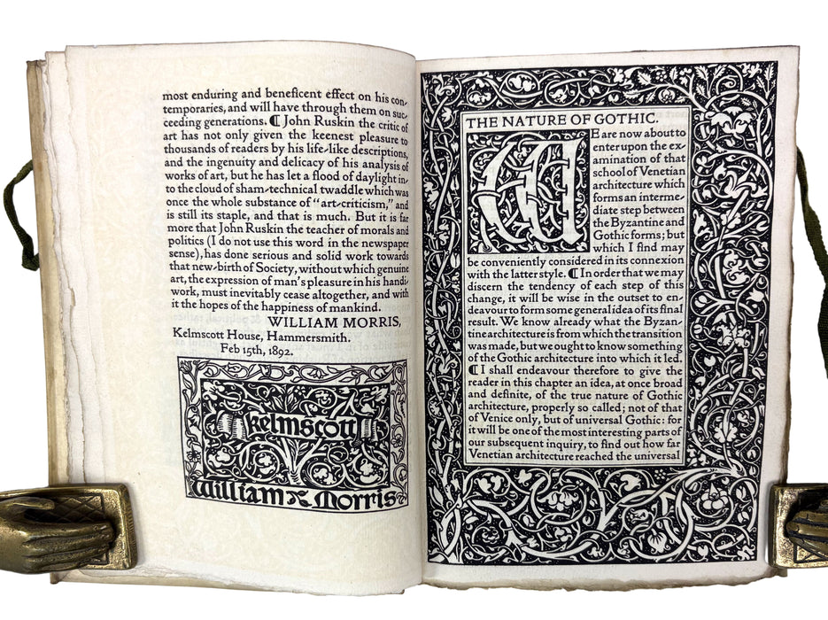 Kelmscott Press; The Nature of Gothic; A Chapter of the Stones of Venice by John Ruskin, 1892