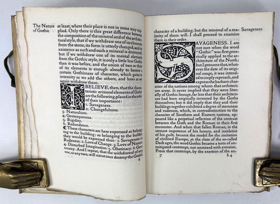 Kelmscott Press; The Nature of Gothic; A Chapter of the Stones of Venice by John Ruskin, 1892