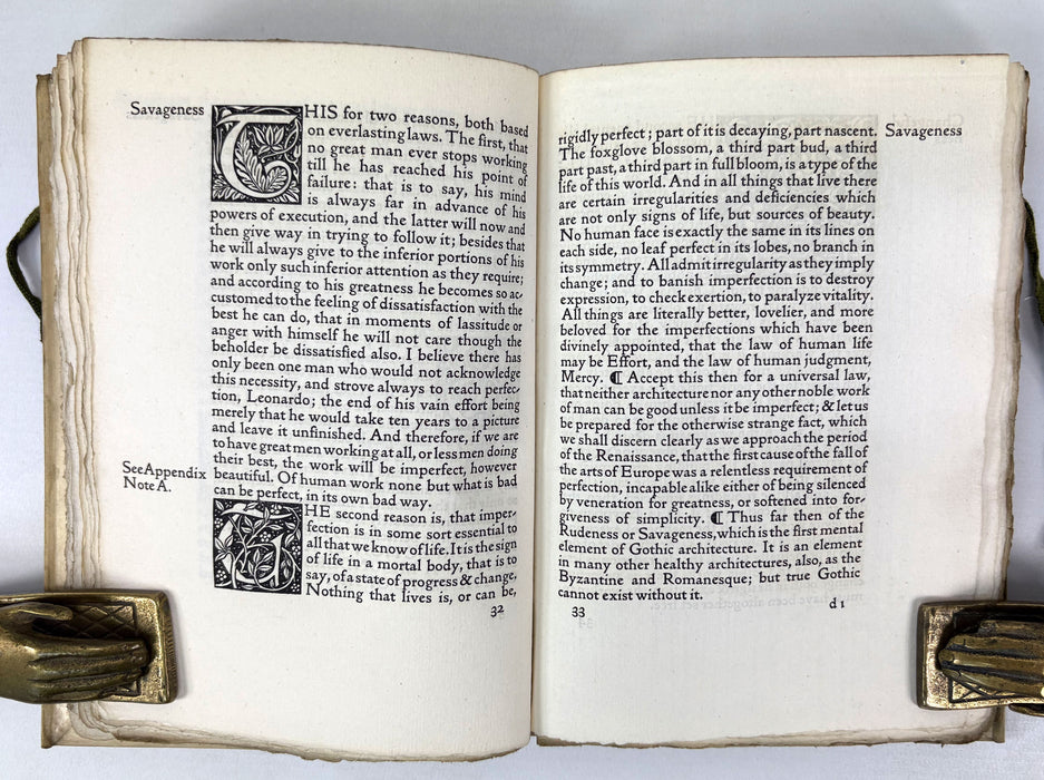 Kelmscott Press; The Nature of Gothic; A Chapter of the Stones of Venice by John Ruskin, 1892