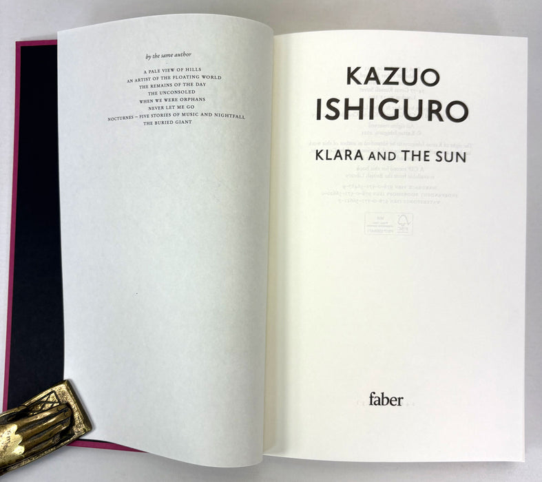 Klara and the Sun, Kazuo Ishiguro, signed first edition, 2021