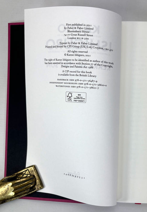 Klara and the Sun, Kazuo Ishiguro, signed first edition, 2021