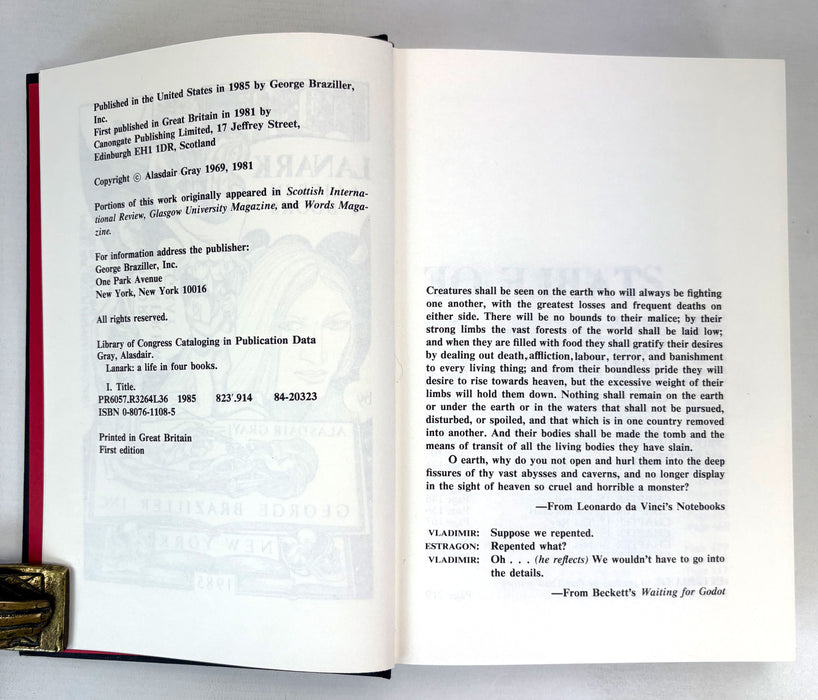 Lanark; A Life in Four Books, by Alasdair Gray, First American edition 1985, George Braziller