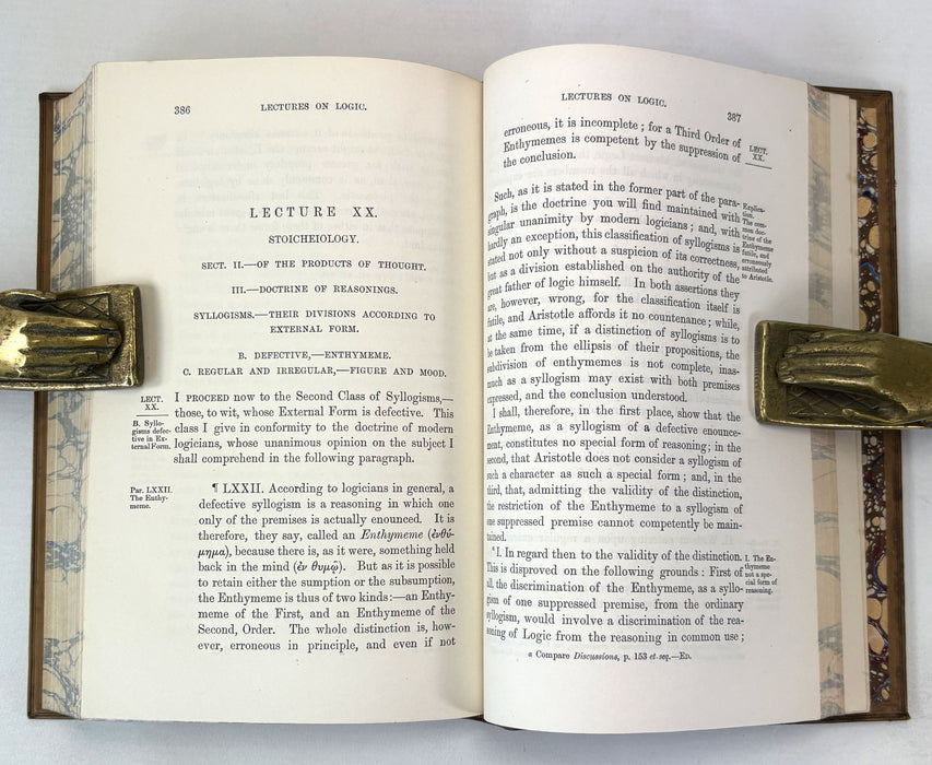 Lectures on Logic, by Sir William Hamilton, 1874. Prize binding signed by John Veitch (editor). In 2 volumes.