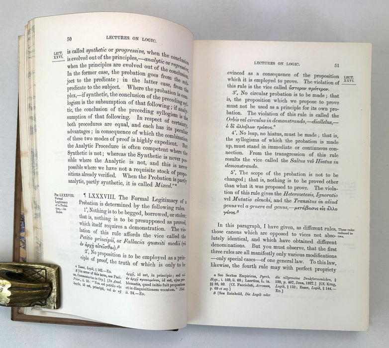 Lectures on Logic, by Sir William Hamilton, 1874. Prize binding signed by John Veitch (editor). In 2 volumes.