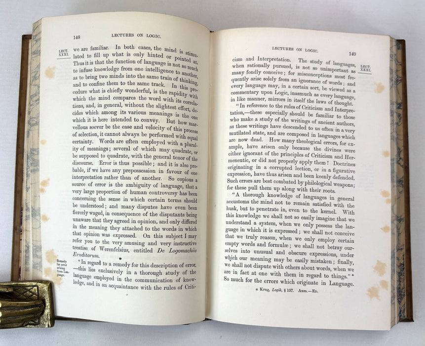 Lectures on Logic, by Sir William Hamilton, 1874. Prize binding signed by John Veitch (editor). In 2 volumes.