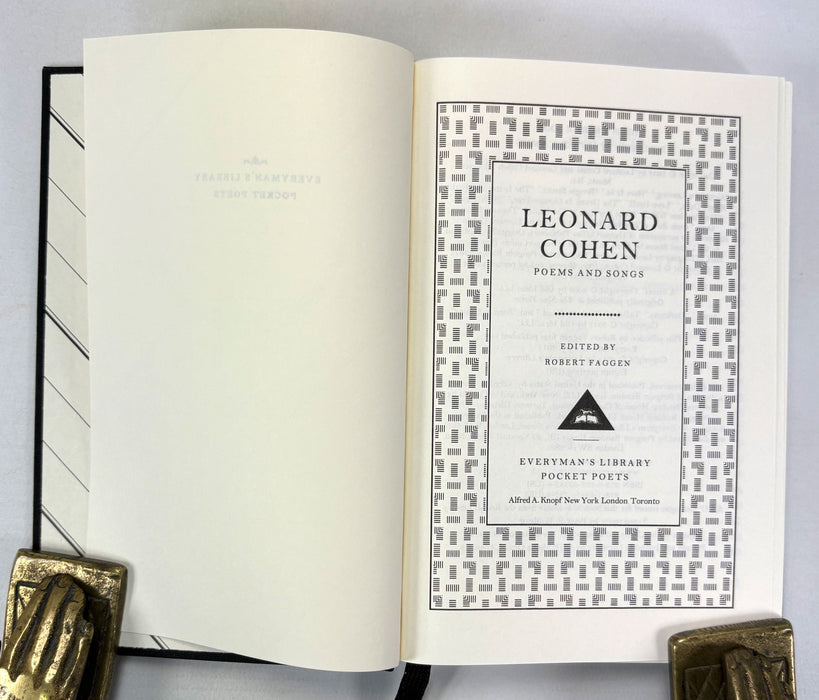 Leonard Cohen; Poems and Songs, edited by Robert Faggen, Everyman, Alfred A. Knopf, 2011