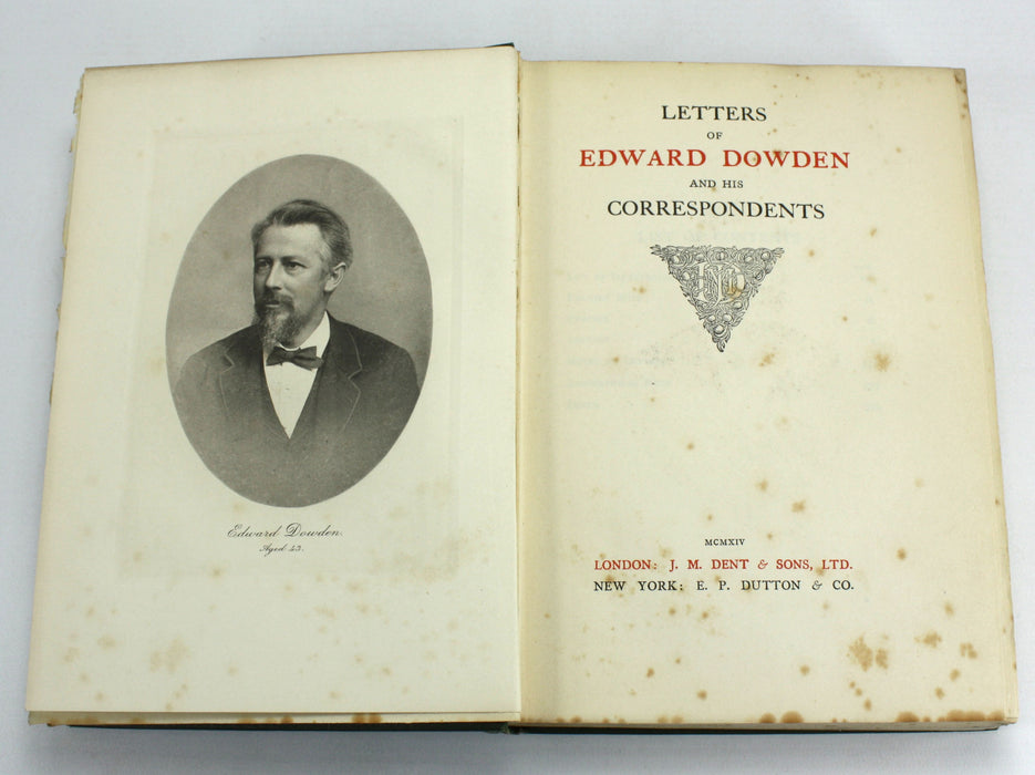 Letters of Edward Dowden and his Correspondents, 1914, with autographed card from Edmund Gosse