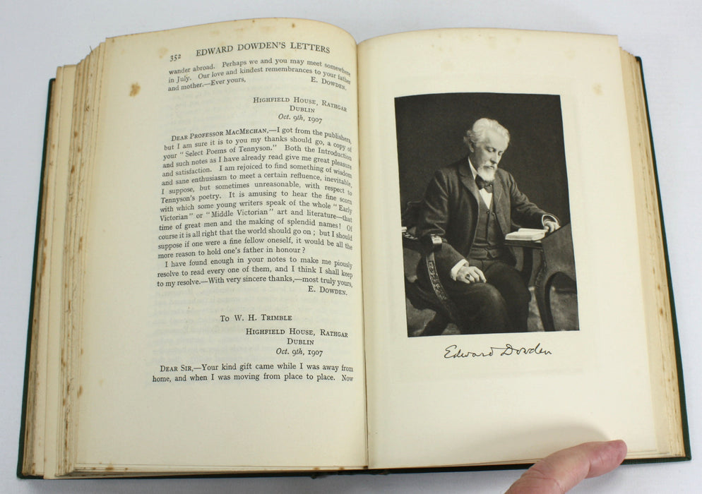 Letters of Edward Dowden and his Correspondents, 1914, with autographed card from Edmund Gosse
