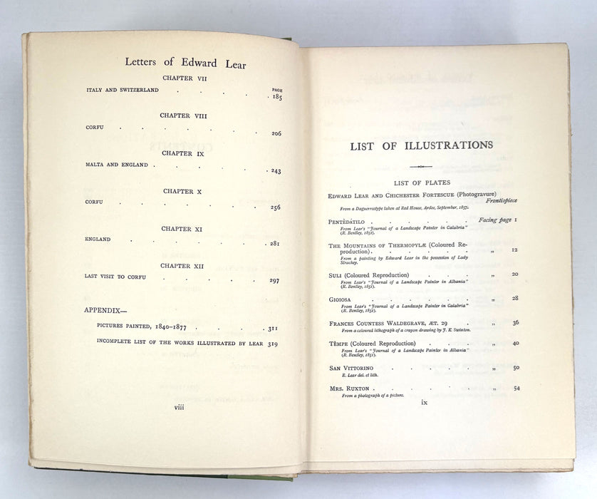 Letters of Edward Lear to Chichester Fortescue and Frances Countess Waldegrave, edited by Lady Strachey, Illustrated, 1907