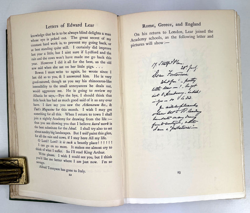 Letters of Edward Lear to Chichester Fortescue and Frances Countess Waldegrave, edited by Lady Strachey, Illustrated, 1907