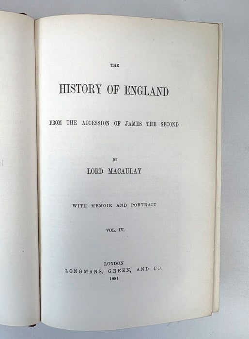 Lord Macaulay - History of England & Critical and Historical Essays - 8 uniform Volumes - University College Oxford Prize Bindings - 1881 & 1891