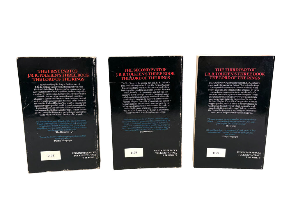 Lord of the Rings boxed set, plus The Hobbit in matching edition, Unwin Paperbacks, 1981