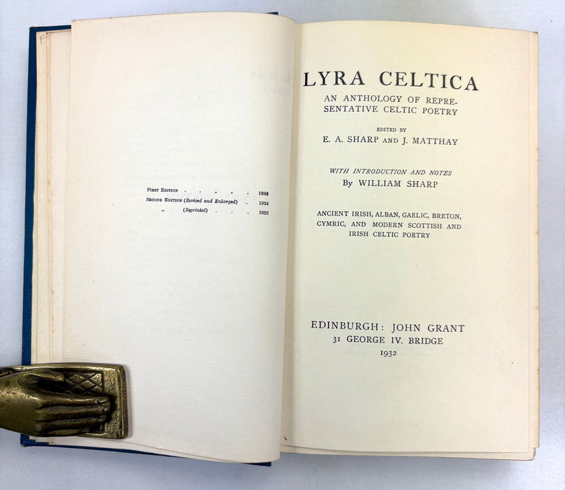 Lyra Celtica; An Anthology of Representative Celtic Poetry, E.A. Sharp & J. Matthay, Edinburgh 1932