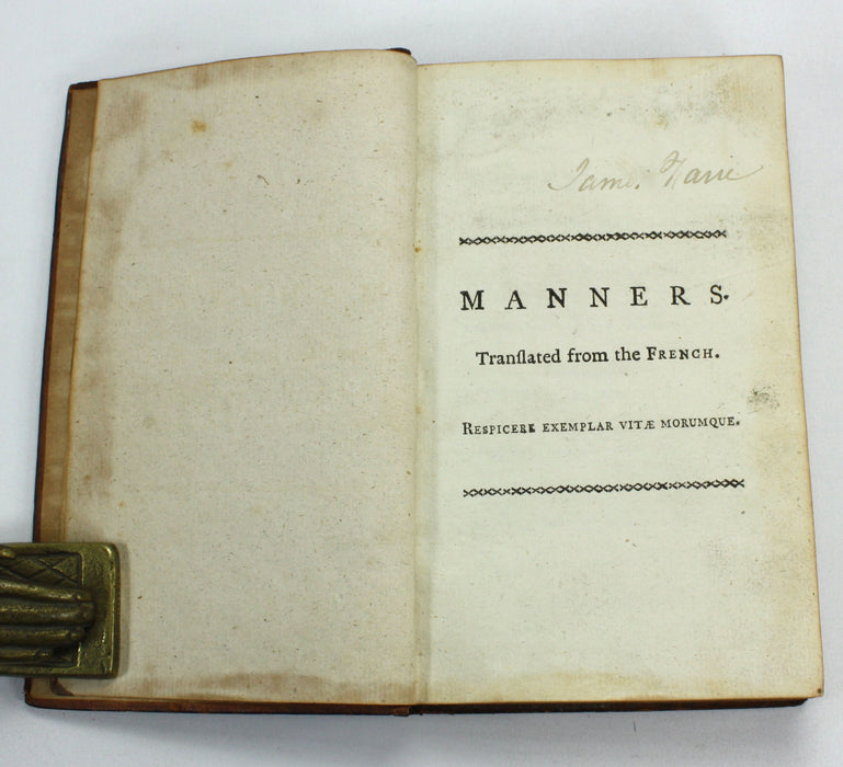 Manners in Three Parts. Translated from the French, Francois-Vincent Toussaint, 1770