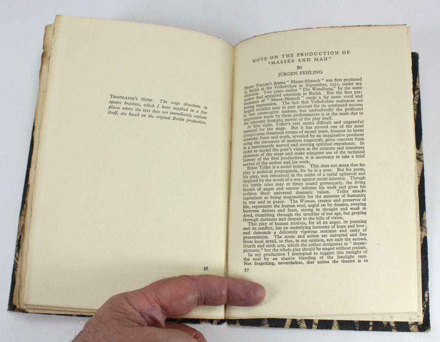Masses and Man, Ernst Toller, Nonesuch Press 1923, signed by Naomi Mitchison