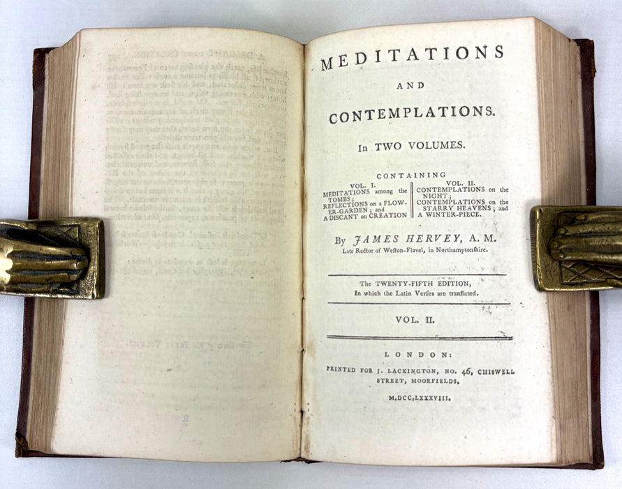 Meditations and Contemplations, by James Hervey, printed for J. Lackington, 1788