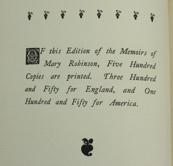 Memoirs of Mary Robinson "Perdita", Limited edition, 1894