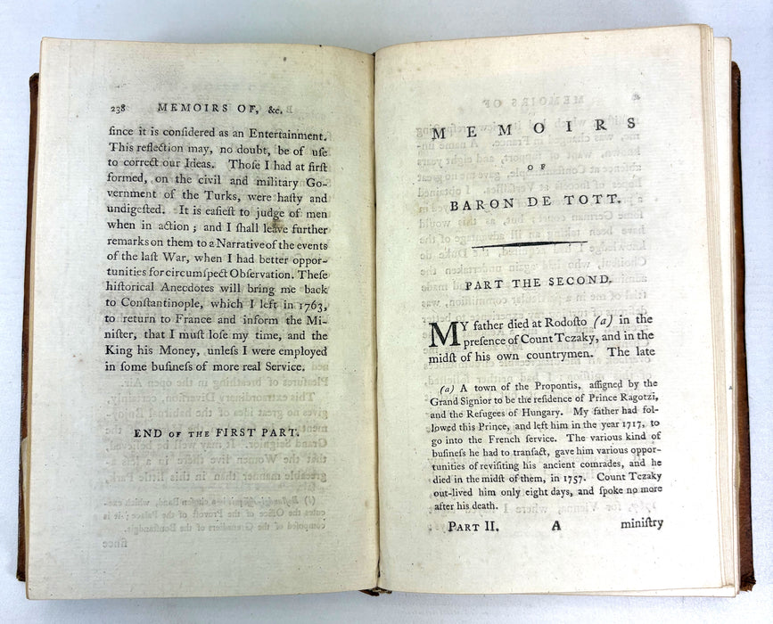 Memoirs of the Baron de Tott on the Turks and The Tartars, 1786, In Two Volumes, complete