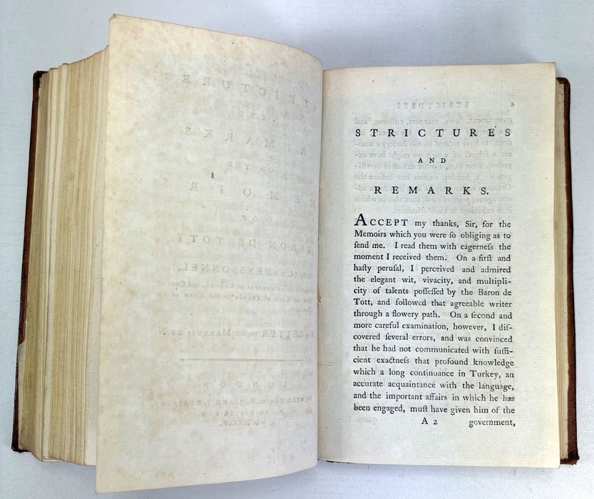 Memoirs of the Baron de Tott on the Turks and The Tartars, 1786, In Two Volumes, complete
