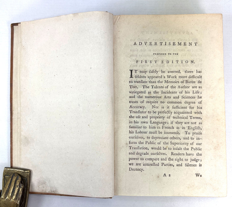 Memoirs of the Baron de Tott on the Turks and The Tartars, 1786, In Two Volumes, complete