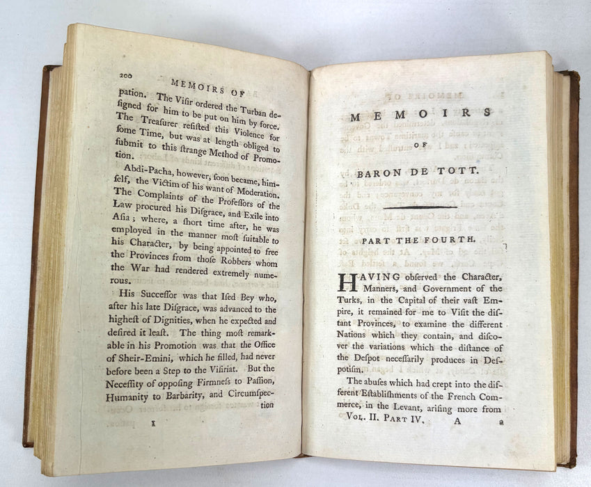 Memoirs of the Baron de Tott on the Turks and The Tartars, 1786, In Two Volumes, complete