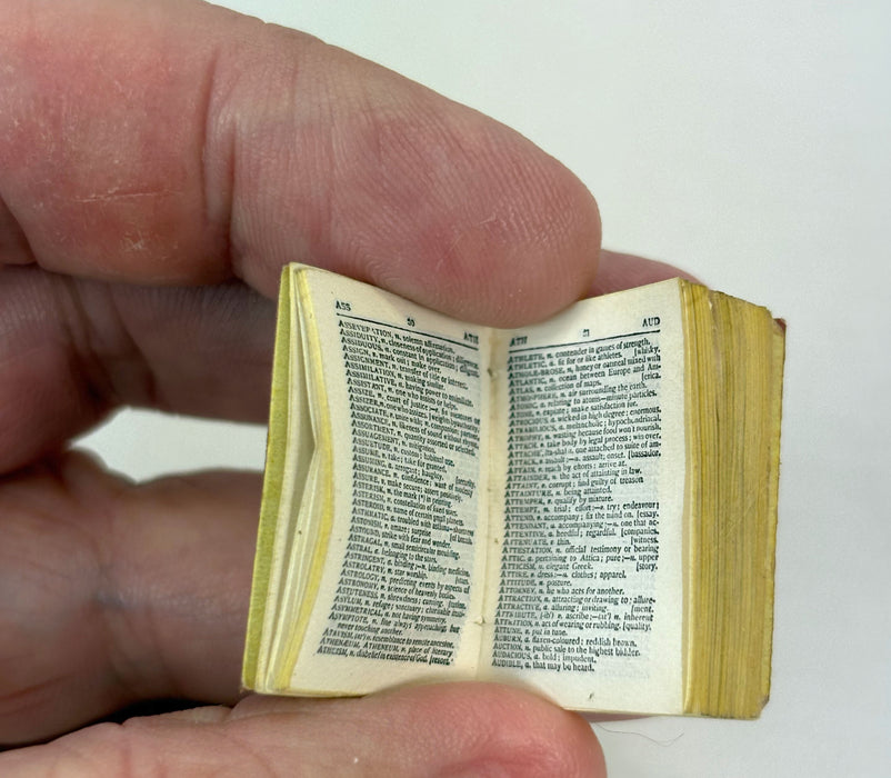 Miniature Book; Bryce's English Dictionary; The Smallest English Dictionary in the World, David Bryce, Glasgow, c. 1900. Pears promotional issue with original magnifying leather wallet