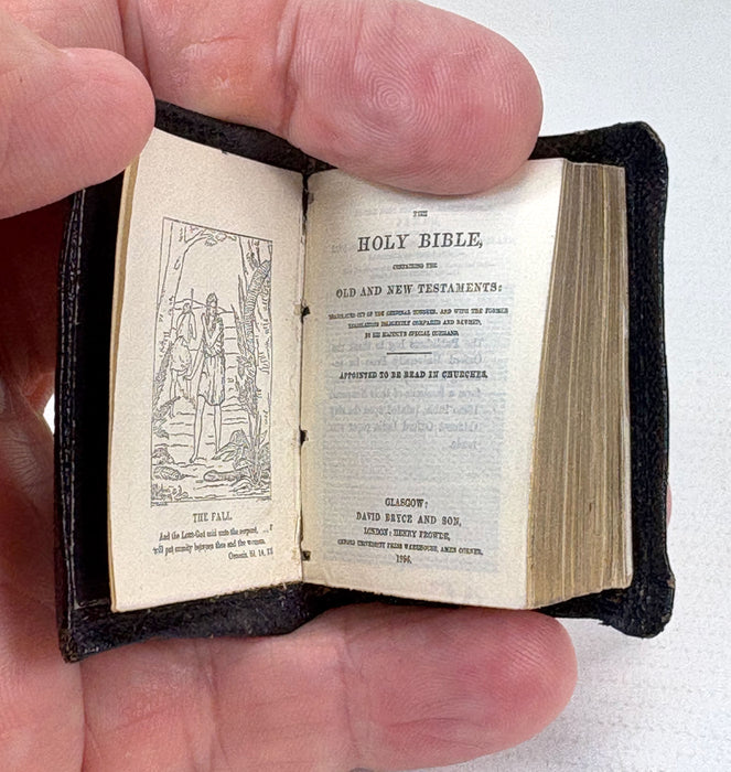 Miniature Book; The Holy Bible containing the Old and New Testaments, David Bryce, Glasgow, 1896, with magnifier