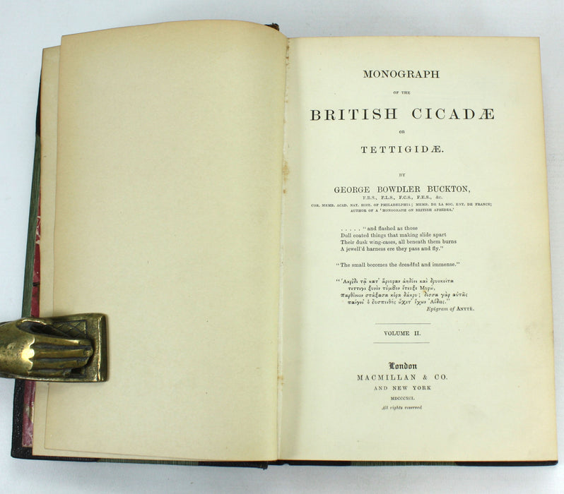 Monograph of the British Cicadae or Tettigidae, George Bowdler Buckton, 1890