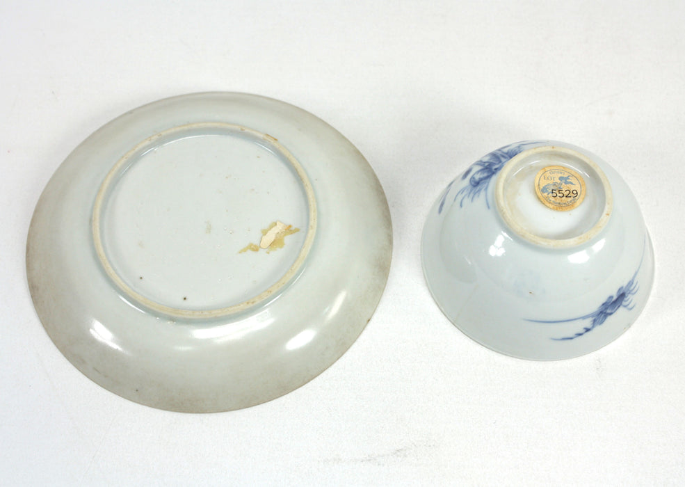 Nanking Cargo Teabowl and Saucer, c. 1750, with certification