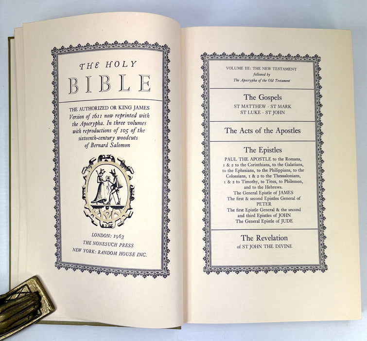 Nonesuch Press; The Holy Bible; The Authorized or King James Version of 1611, In Three Volumes, 1963