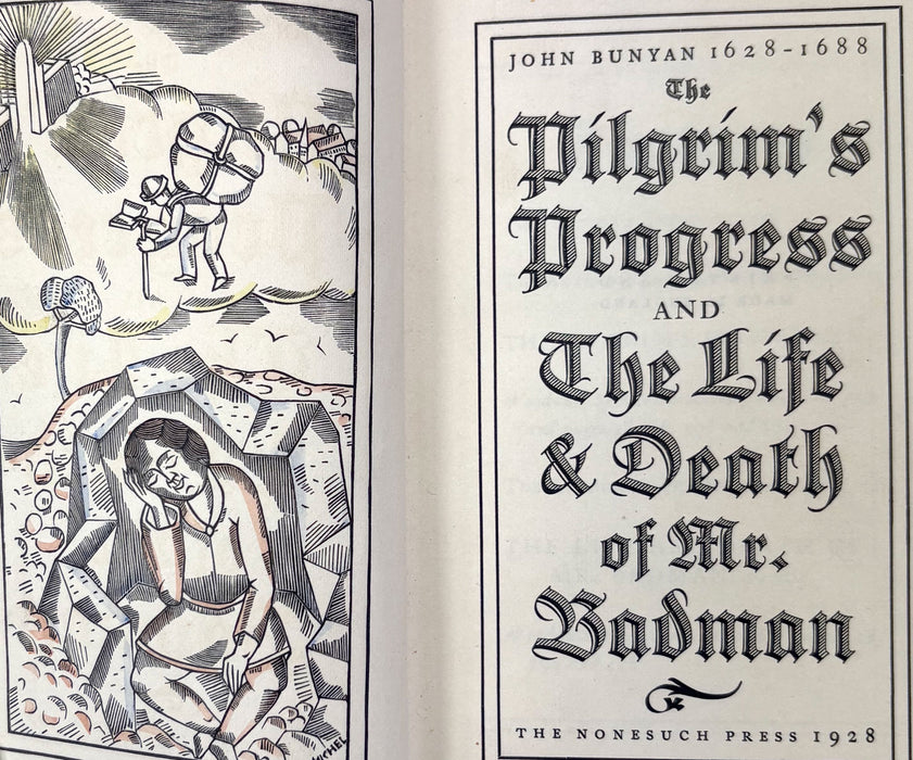 Nonesuch Press; The Pilgrim's Progress, and The Life & Death of Mr. Badman by John Bunyan 1628-1688, numbered limited edition, 1928