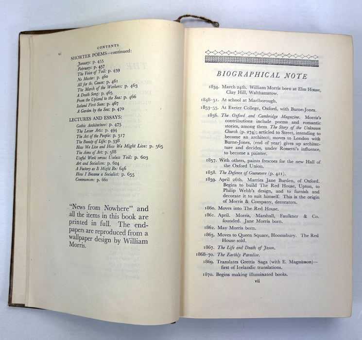 Nonesuch Press; William Morris, Centenary Edition, edited by G.D.H. Cole, 1934 first edition