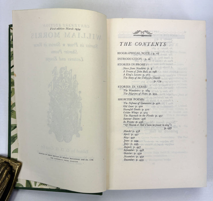 Nonesuch Press; William Morris, Centenary Edition, edited by G.D.H. Cole, 1946 edition with dustjacket