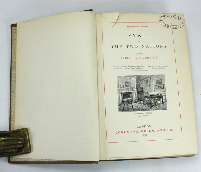 Novels and Tales by the Earl of Beaconsfield. 8 volumes, 1881. Hughenden Edition