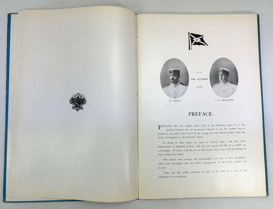 O.H.M.S. An Illustrated Record of the Voyage of S.S. "Tintagel Castle", W. McLean and E.H. Shackleton, 1900 - Shackleton's first book