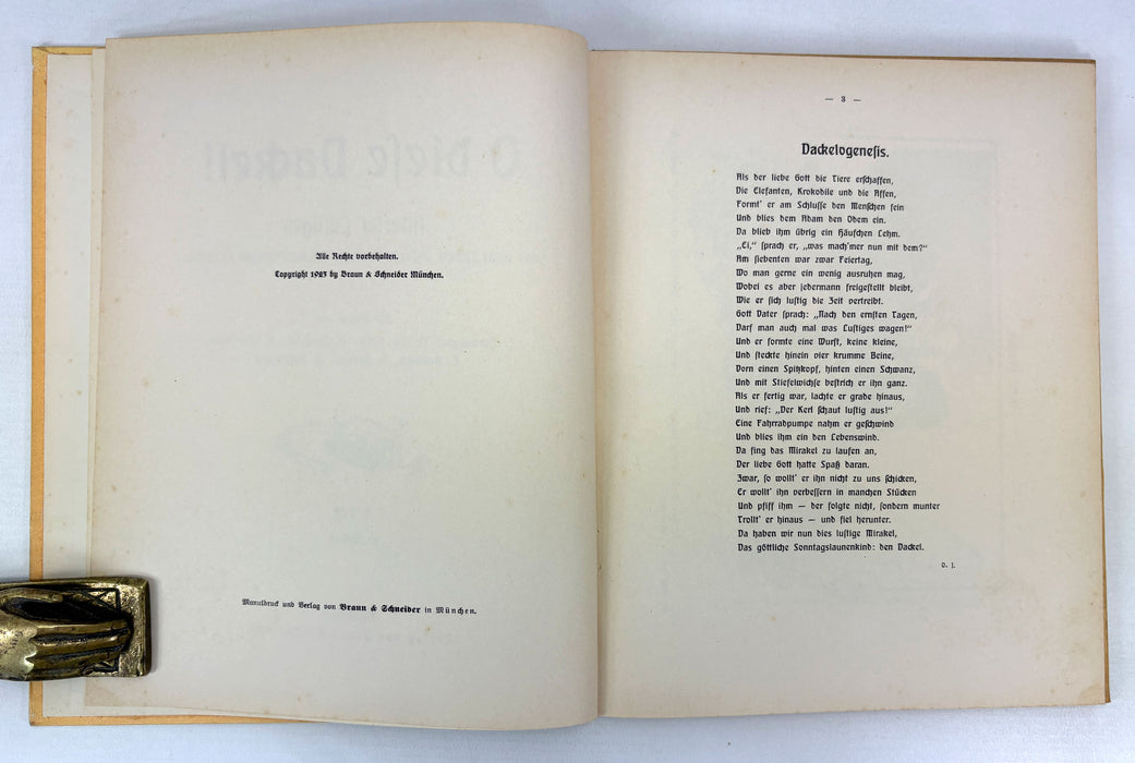 O diese Dackel! ; Allerlei Lustiges aus dem Leben unserer kleinen krummbeinigen Freunde, 2 volumes, 1923. Oh, those dachshunds!