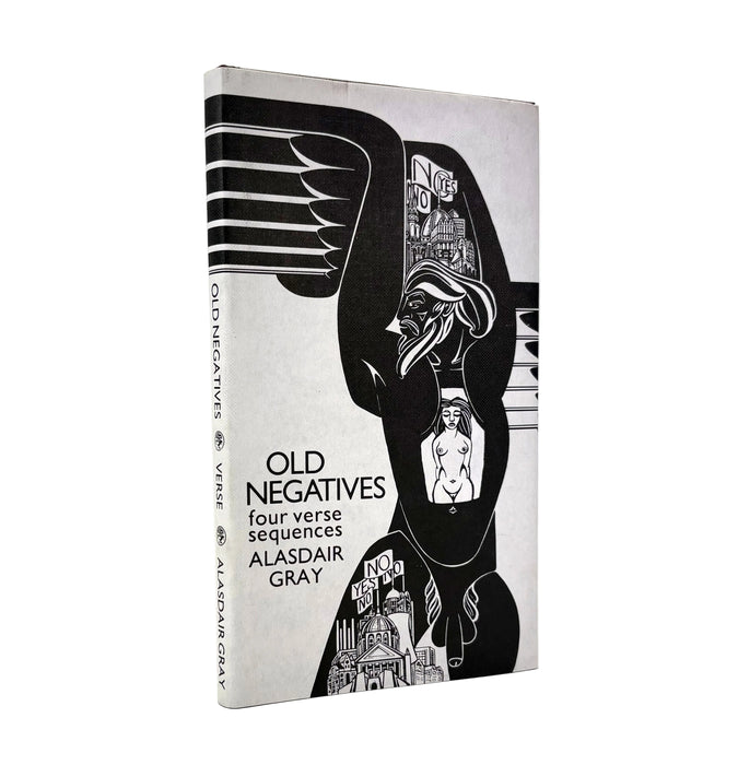 Book cover of 'Old Negatives' by Alasdair Gray with black and white design