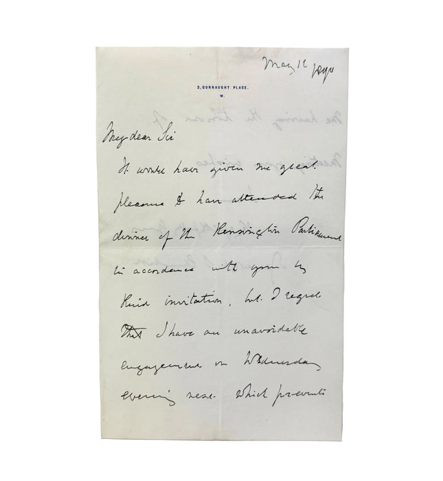 Original Autograph Letter Signed from Lord Randolph Churchill, father of Winston Churchill, 1890